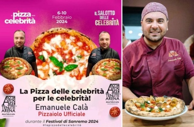 Approda a Sanremo, la pizza dell'armerino Emanuele Calà e della moglie raddusana Maria Lucia Moschetti. E' la quarta volta che accade